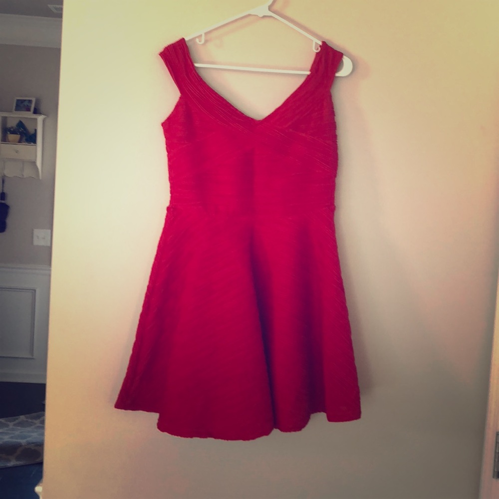 Red fit and flair formal dress. Only worn once.